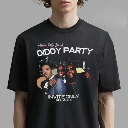 2025 Cartoon New DIDDY Print Foreigner T-Shirt Top Versatile Casual Trendy Round Neck Short Sleeve_desvips.com