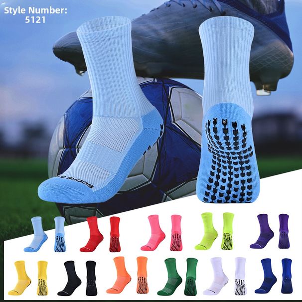 Towel Bottomed Soccer Socks 5121 mid Calf Adhesive Dots Non-Slip Friction Resistant Breathable Sports Training Competition Socks for Men And Women_desvips.com