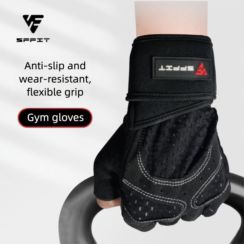 Fitness Men And Women Thickened Palm Wrist Strap Integrated Two-in-one Barbell Dumbbell Non-slip Sports Gloves_desvips.com
