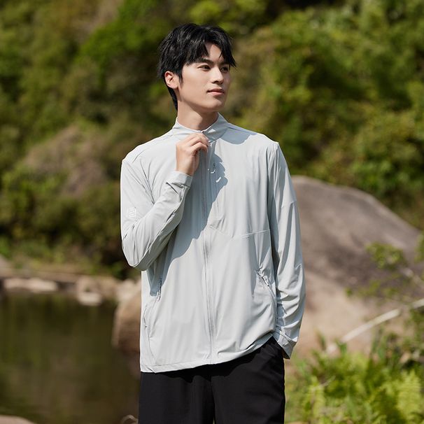 Men's Ice Silk Stand Collar Jacket Summer Outdoor UV Fishing Clothing, Quick-Dry, Lightweight, Breathable Sun Protection_desvips.com