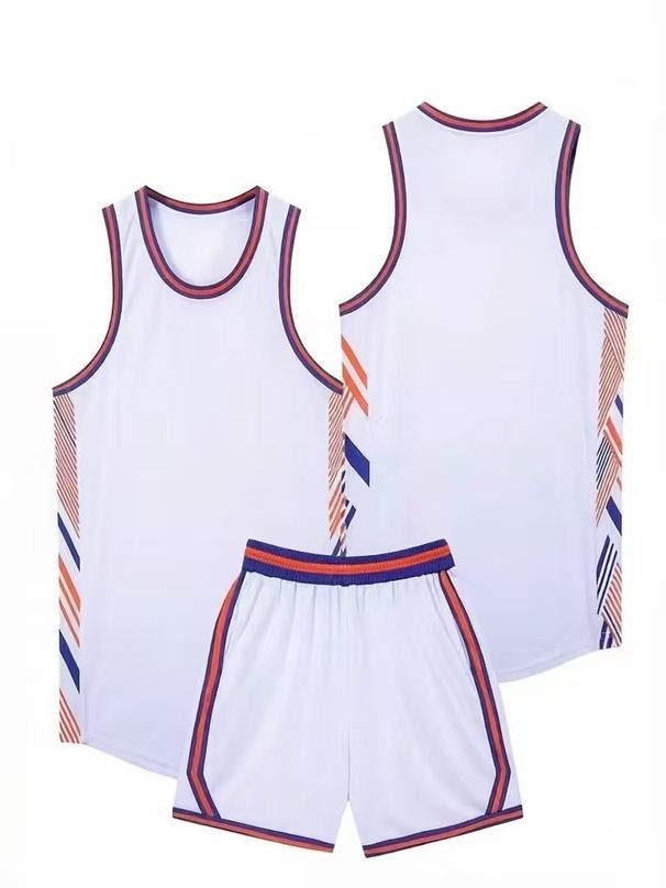Set 2 PieceMen'sTankTop+Training Breathable Jersey And Sports Shorts, Streetwear Basketball Outfit_desvips.com