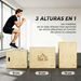 Cajón De Salto De Madera 3 En 1 Con 2 Mango Hueco Carga 120 Kg Para Oficina Gimnasia 61x51x76 Cm Madera Natural_desvips.com