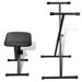 Black Steel X-Shaped Keyboard Stand And Stool Set - Adjustable Height - Foldable Design - Non-Slip Rubber End Caps - Easy Transport And Storage_desvips.com