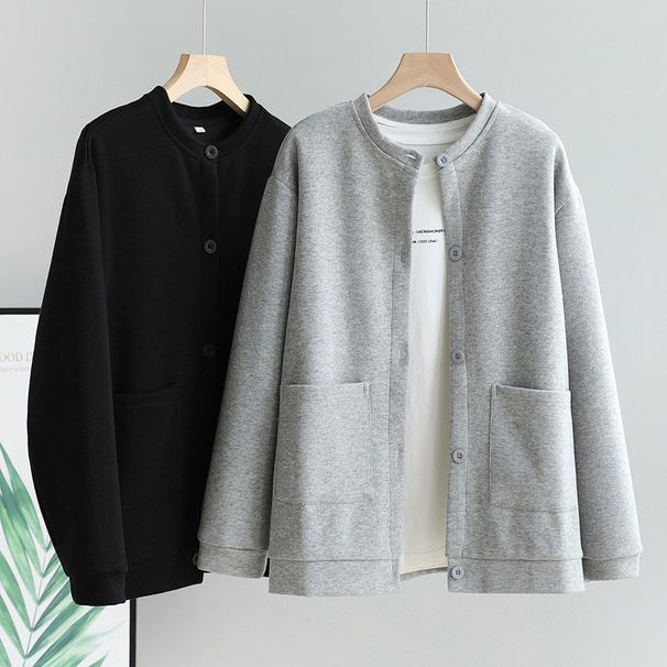 Round-neck Baseball Thin Coat For Women, Loose Versatile, Long-sleeved Cardigan, Hong Kong Style Jacket, Sports_desvips.com