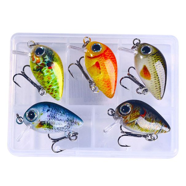 5Pcs/Set Mini Crankbait Kit 1.5g/3cm Fishing Lure Wobblers Small Artificial Floating Hard Bait Fishing Tackle With Box Pesca_desvips.com