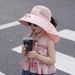 UV Protection Sun Large Head Circumference Children Summer 2025 New Outdoor Letter Sunshade Wide Brim Fan Shawl Hat_desvips.com