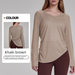 Cove-Up Long Sleeve Hip-Coveing Women's Ruched Dawsting T-Shirt Loose Casual Autumn Fitness Yoga Shirt_desvips.com