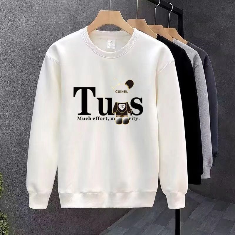 Trendy Autumn Winter Printed Long Sleeve Sweatshirt New Fleece Round Neck Men's Fashion Loose Casual Top_desvips.com