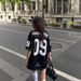 Summer Trendy Brand Letter Print Sports V-Neck Jersey Unisex Niche Design Mesh Breathable Short Sleeve T-Shirt Top_desvips.com