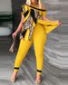 Women's Clothing fashion casual slit slant collar printed suit_desvips.com
