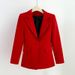 Women's clothing Suit Pants Irregular Lapel Simple Black Red Jacket + Pants_desvips.com