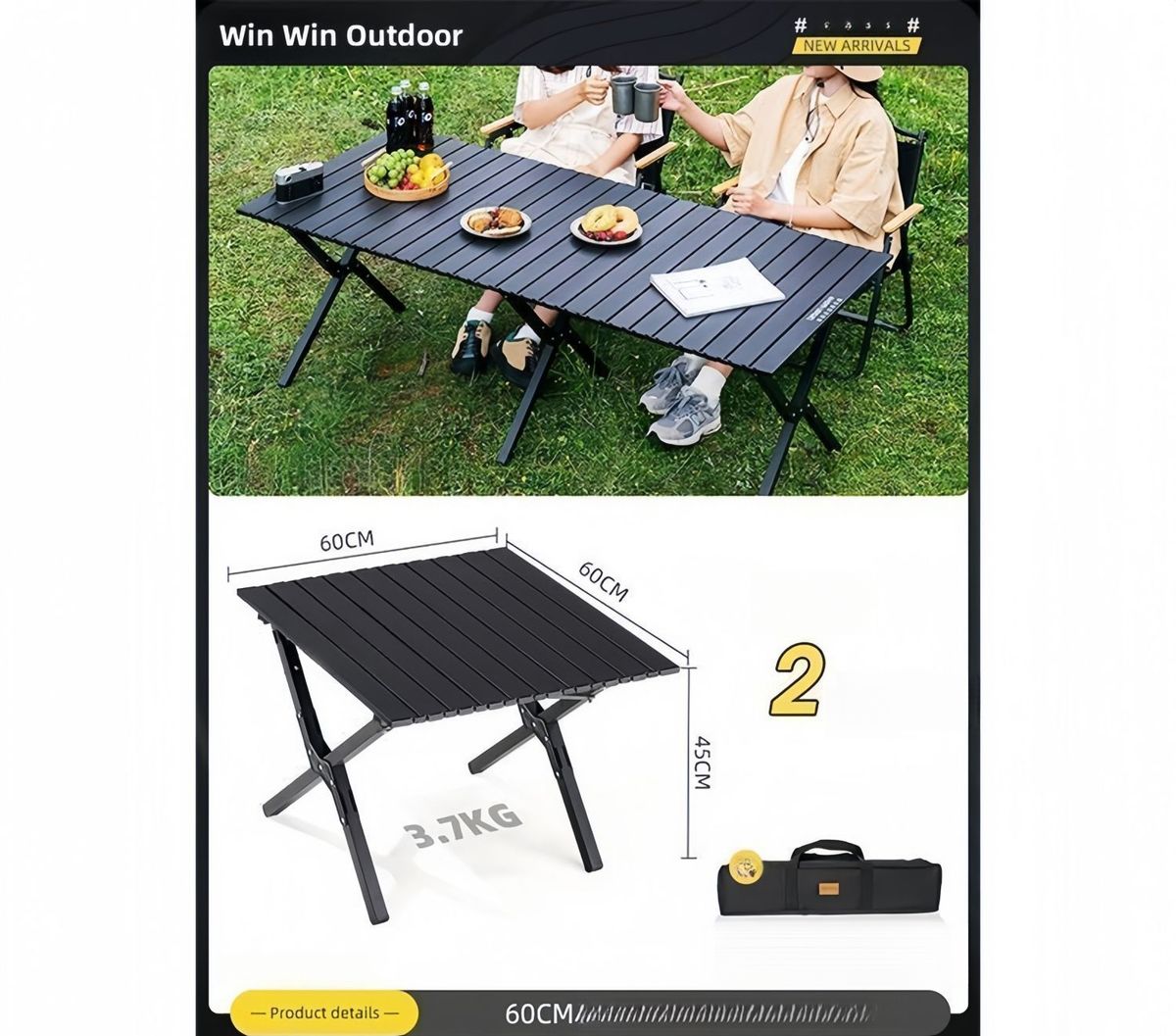 Portable Thickened Egg Roll Outdoor Camping Table And Picnic Chair Set_desvips.com