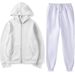 2025 Autumn Winter Zipper Sweatpants 2-Piece Sportswear Solid Color Couple Hoodie Sweatshirt Set_desvips.com