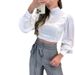 Women's Clothing summer new temperament slim fitting puff sleeve top design drawstring suit pants suit for women_desvips.com