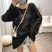 Factory Direct Sale Thin Women's Summer New Beach Long Sleeve Sun Protection Loose Cover-Up Drawstring Top Air_desvips.com