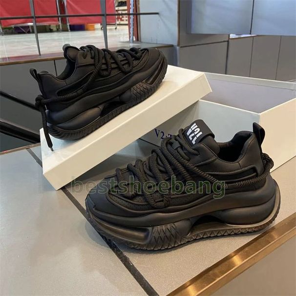 Pure Black White Sneakers Thick Mens Comfort Mesh Breathable Autumn Height Increase Platform Soles Trendy Casual Shoes_desvips.com