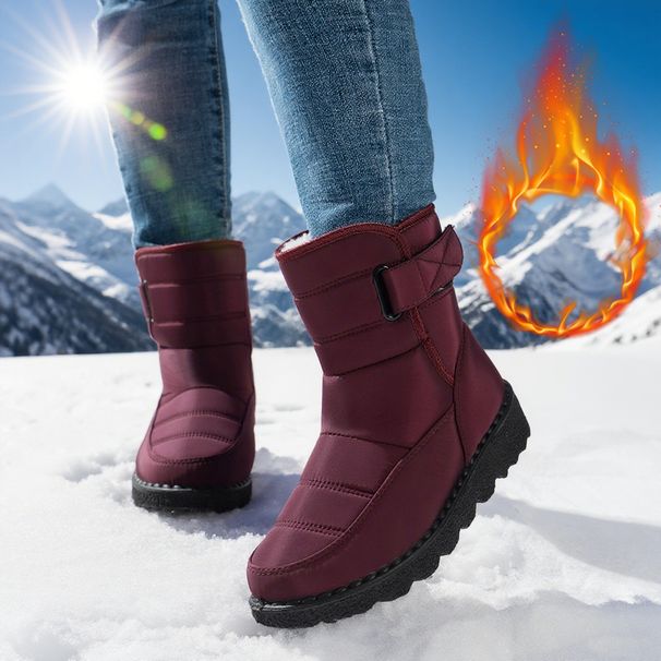 Women's Winter Snow Boots With Fleece Lining, Mid-Calf Height, PU Anti-Slip Sole, Waterproof & Warm, Plus Sizes Available (36-45 EU)_desvips.com