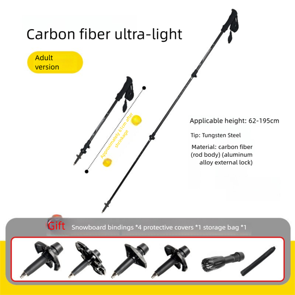Carbon Fiber Ultra-Light Telescopic Trekking Walking Stick Lightweight Portable Outdoor Climbing Sticks_desvips.com