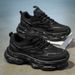 Warrior Winter Running Shock Absorption Cushion Sports Men's Casual Height Increasing Black Dad Trendy Shoes_desvips.com