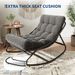 IDEALHOUSE Outdoor Rocking Chair With Metal Frame, Adjustable Papasan Rocker, Waterproof Comfy Cushion, 450lbs Capacity, For Patio, Porch, Garden, Liv_desvips.com