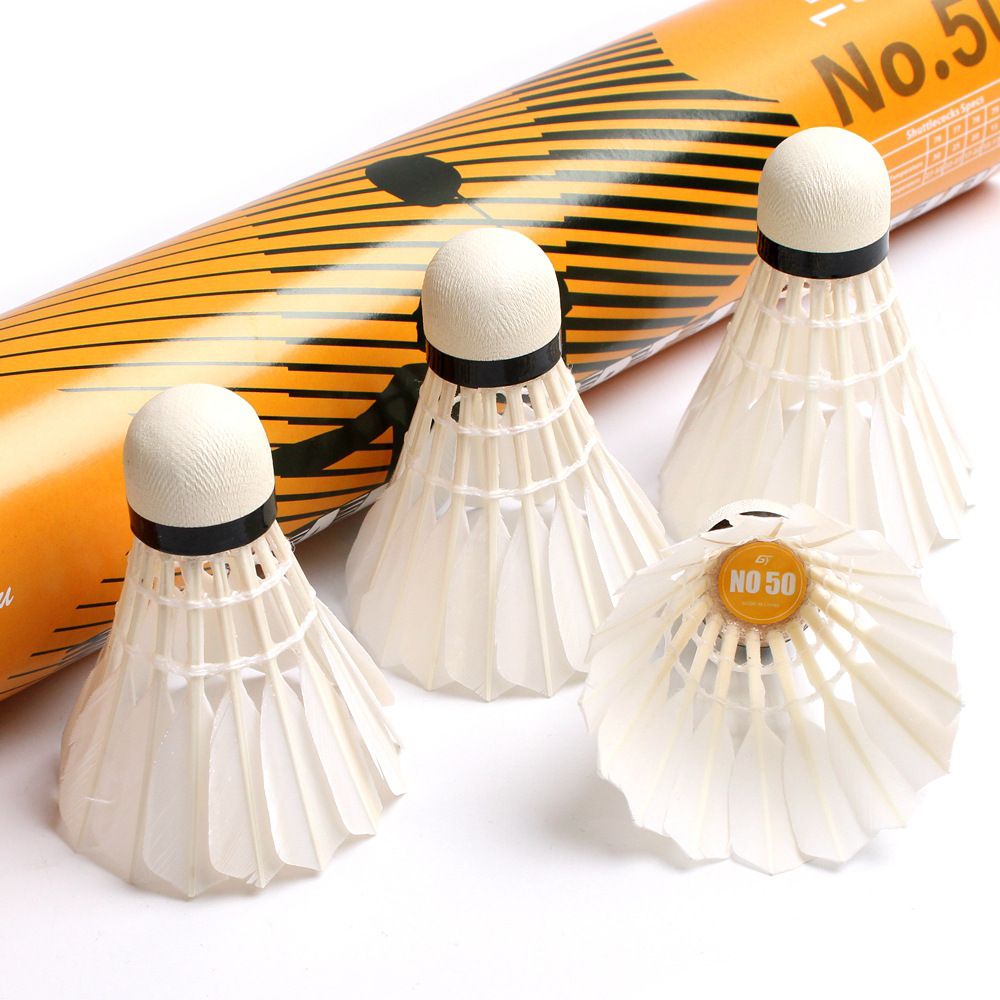 Cross-Border Hot Sale Competition 50 Duck Feather Stable Flight Indoor And Outdoor Practice Badminton 12-Pack_desvips.com