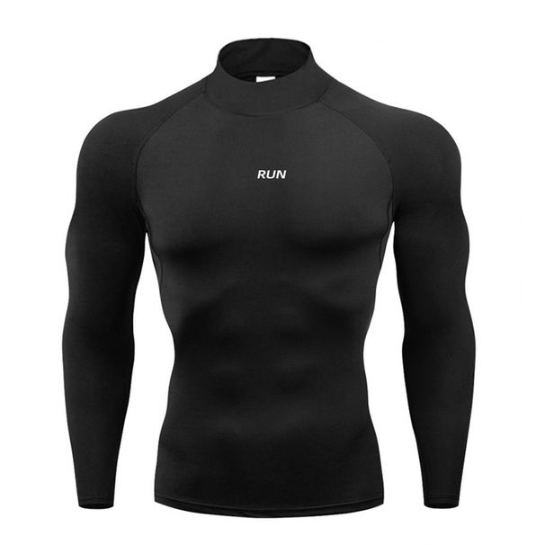 Men's Running Turtleneck Quick-Drying Long-Sleeved T-shirts Spring Autumn Compression Shirt Sports Fitness Tight Tops_desvips.com