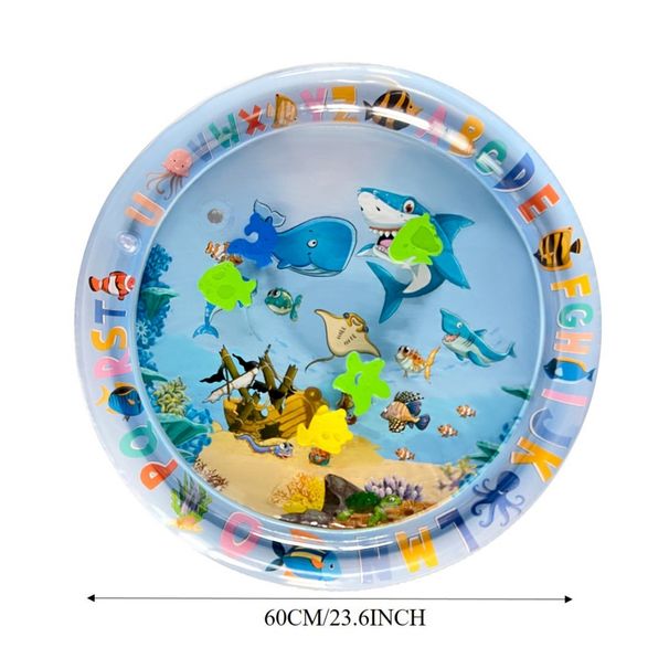 Baby Crawling Training Mat Thickened PVC Inflatable Water Play Pad For Toddlers Pets Non Slip Textured Surface With Floating Toys_desvips.com