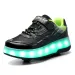 Children Two Wheels Luminous Glowing Sneakers Black Pink Light Roller Skate Kids Led Shoes Boys Girls USB Charging_desvips.com