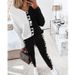 trendy women's sportswear set for spring and autumn casual, youthful, versatile, loosefitting sweatshirt and sweatpants twopiece set_desvips.com