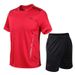Sports Suit Summer New Men's Fitness Running Quick-Drying Breathable Short Sleeve Two-piece Set Loose_desvips.com