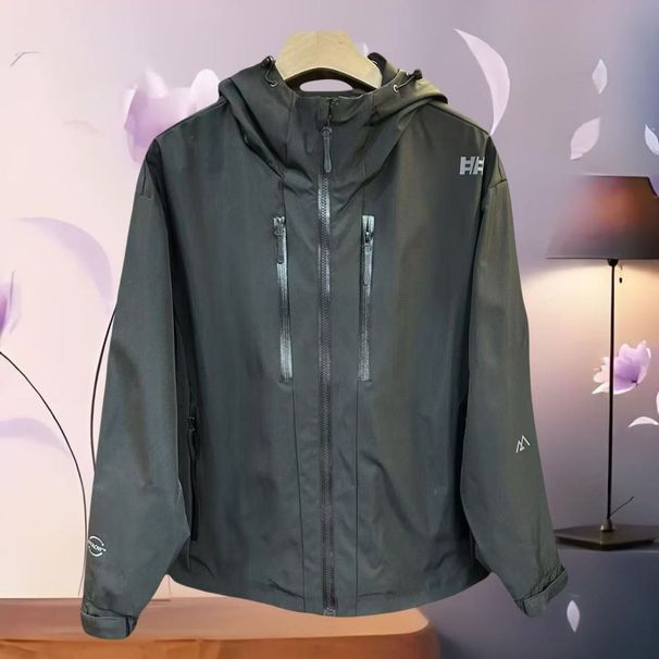 Men's Spring Jacket With Zipper, Letter Print, Windproof And Waterproof Outdoor Hooded Jacket, High-End 2025_desvips.com