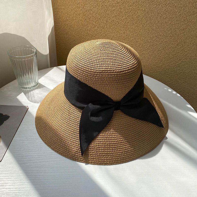 New Women's With UV Protection, Korean Style, Large Brim Beach Hat, Foldable Vintage Sun Protection Straw Hat_desvips.com
