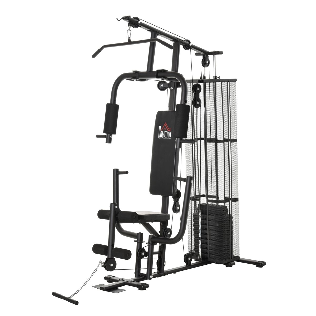 Stazione Fitness Palestra Multifunzione Per Allenamento A E Professionale, Acciaio 150x110x210cm Nero_desvips.com