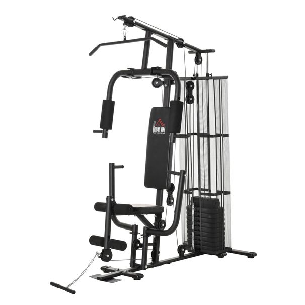 Stazione Fitness Palestra Multifunzione Per Allenamento A E Professionale, Acciaio 150x110x210cm Nero_desvips.com