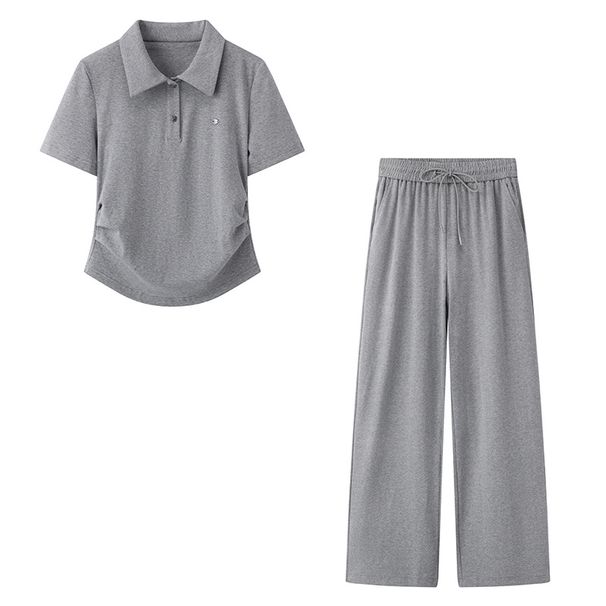 72LUMM-0980 Short-sleeved T-shirt And Wide-leg Sweatpants Two-piece Set, 2025 Summer New Casual Sports Style Set_desvips.com