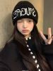 Letter Black For Women Winter New Warm Knitted Ear Protection Cold Korean Style Slouchy Hat Versatile Trendy_desvips.com