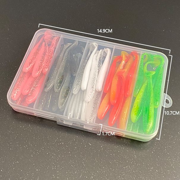 50Pcs/Box Soft T Tail Paddle Tail Worm Baits 7cm 2.1g Easy Shiner Artificial Soft Baits Odor Added For Bass Fishing Wobblers_desvips.com