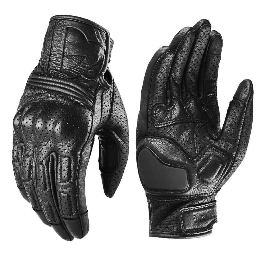 Genuine Leather Motorcycle Riding Gloves Retro Style Breathable Windproof Warm All-Season Gloves_desvips.com