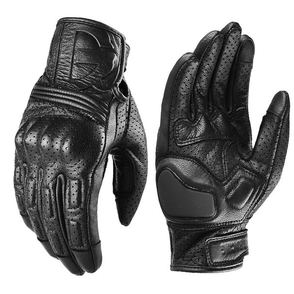 Genuine Leather Motorcycle Riding Gloves Retro Style Breathable Windproof Warm All-Season Gloves_desvips.com