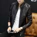 Men's Clothing Autumn and Winter Men's PU Leather Jacket Men's Thin Casual Men's Jacket Stand Collar Slim Leather Jacket Youth_desvips.com