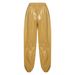 Mens Shiny Waterproof Jogging Y2K Drawstring Elastic Waistband Side Pockets Track Baggy Glossy Pants Hip Hop Trousers_desvips.com