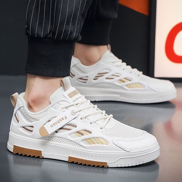 Breathable Mesh Sports 2024 New Fashion Versatile White Shoes Men's Korean Version Student Sneakers Drop Shipping_desvips.com