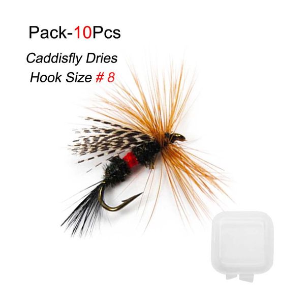 Fly Fishing Flies 10Pcs Fly Fishing Lures Bass Salmon Trouts Flies Dry/Wet Fishing Feather Bait Fishing Tackle_desvips.com