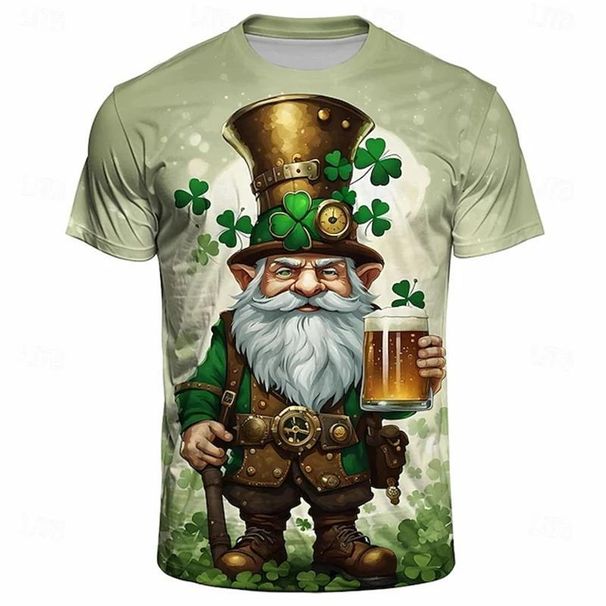 New Irish St. Patrick's Day 3D Printed Lucky Clover For Men And Women, Summer Harajuku Green T-Shirt_desvips.com