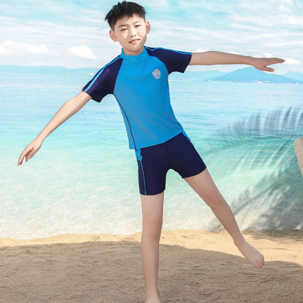 Children's Swimsuit Two-Piece Sun Protection Quick-Dry Swimwear Swim Trunks Cartoon Boys' Swimming Set_desvips.com