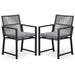 Set Of 2 Black Outdoor Patio Dining Chairs With A 400 Lbs Weight Capacity_desvips.com