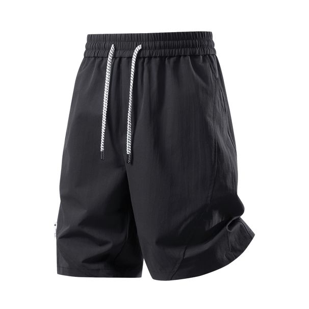 2026 New Quick-Dry Shorts For Men, Summer Breathable Sun-Protective Knee-Length Pants, Black Straight-Leg Beach Pants_desvips.com