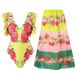 Fashion One-piece Bathing Suit Set Printed Gauze Dress Beach Spa Bikini_desvips.com