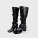 Stylish Vintage Woman Slip On Square Split Toe Leather High Heels Shoes Women Fashion Casual Rivet Boot Gothic Punk Rock_desvips.com