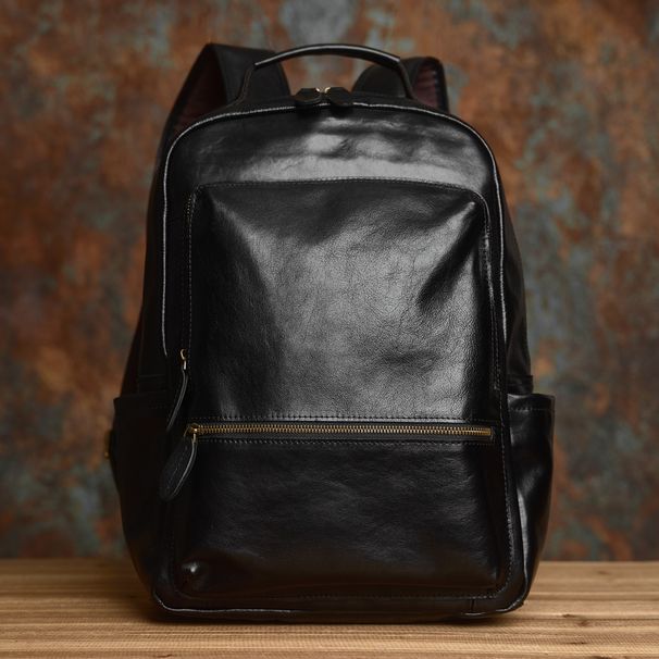 NASVA Genuine Leather Vintage Men's Backpack Laptop Schoolbag Outdoor Camping Office Commuter Bag_desvips.com